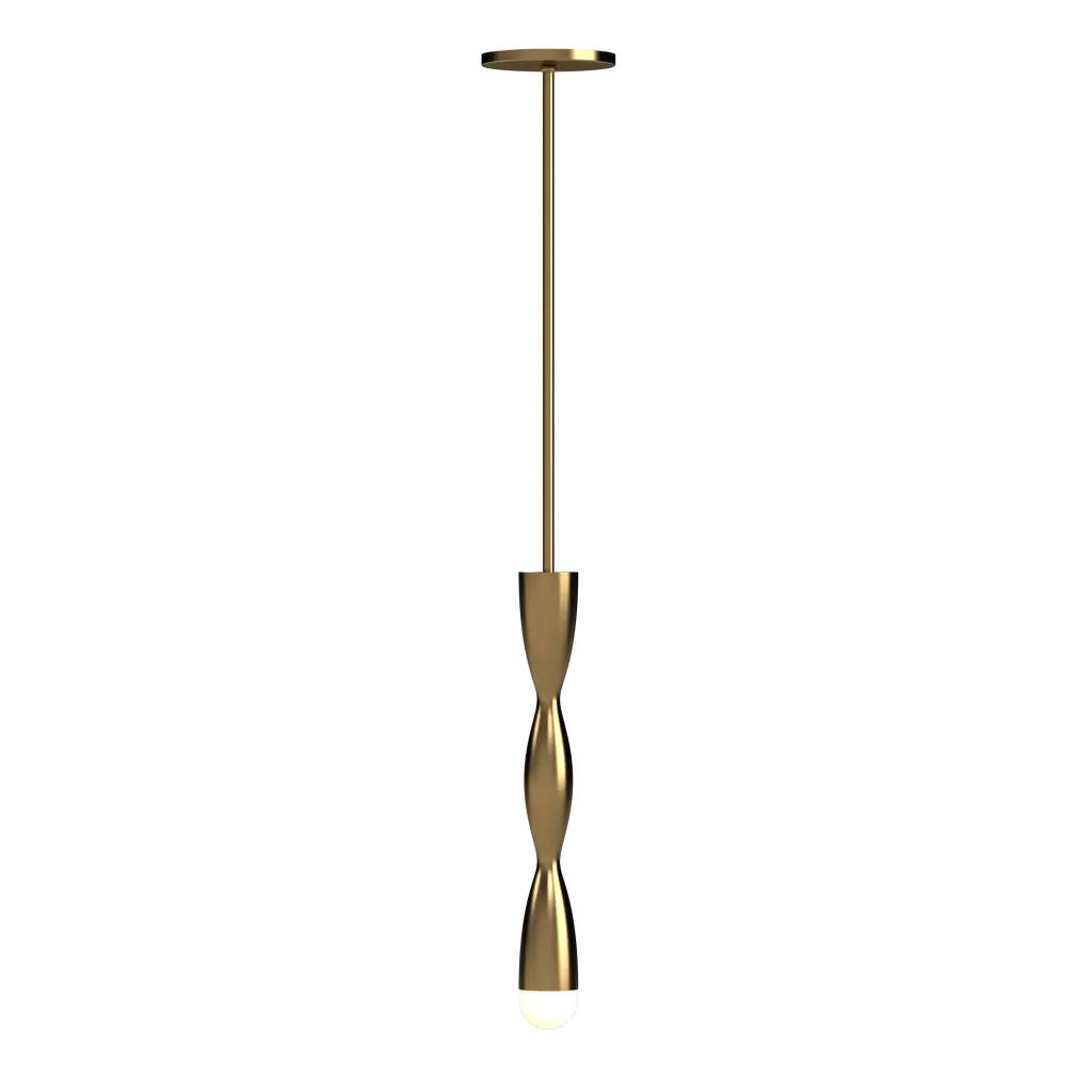 Gold pendant light fixture on a white background