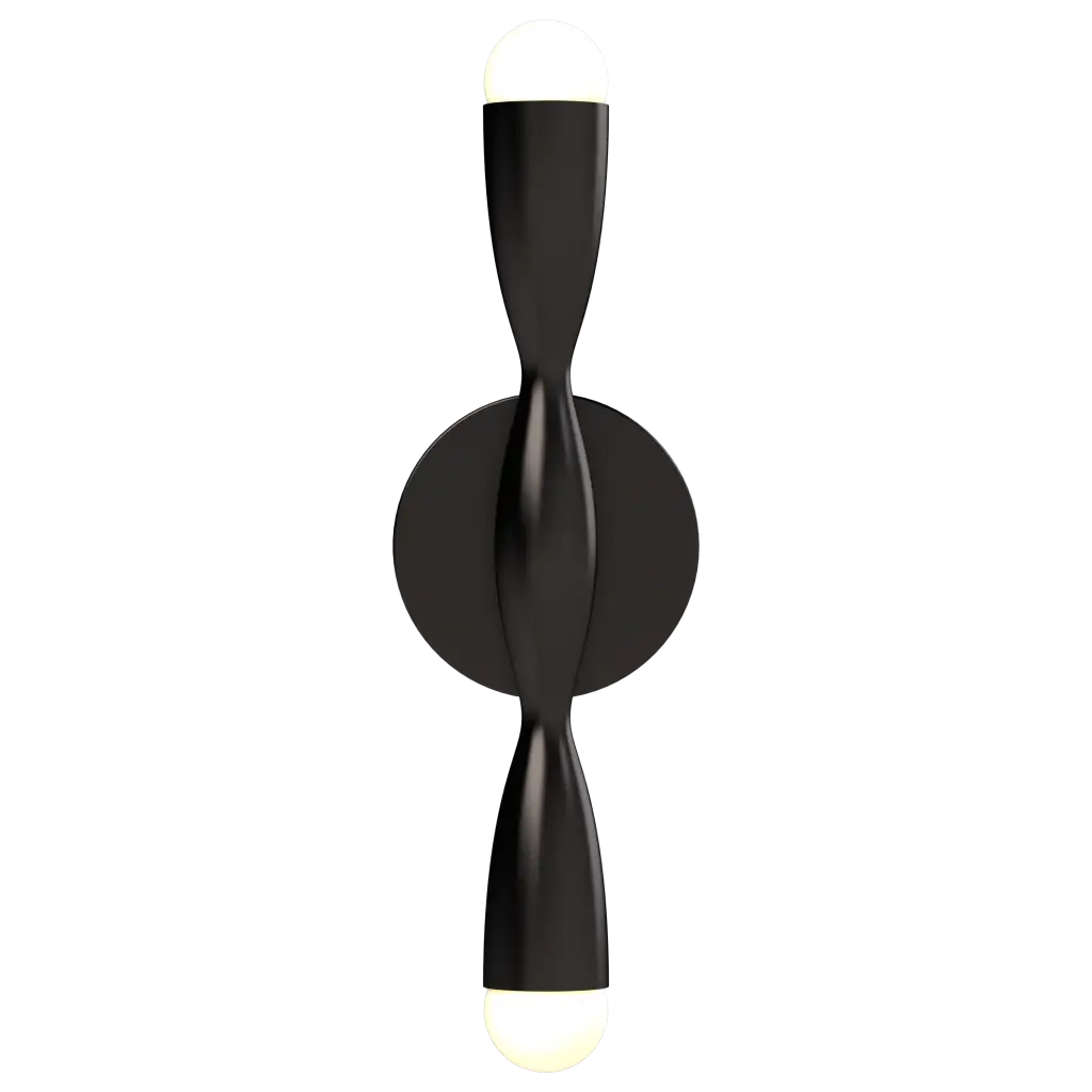 Modern black wall sconce on a white background