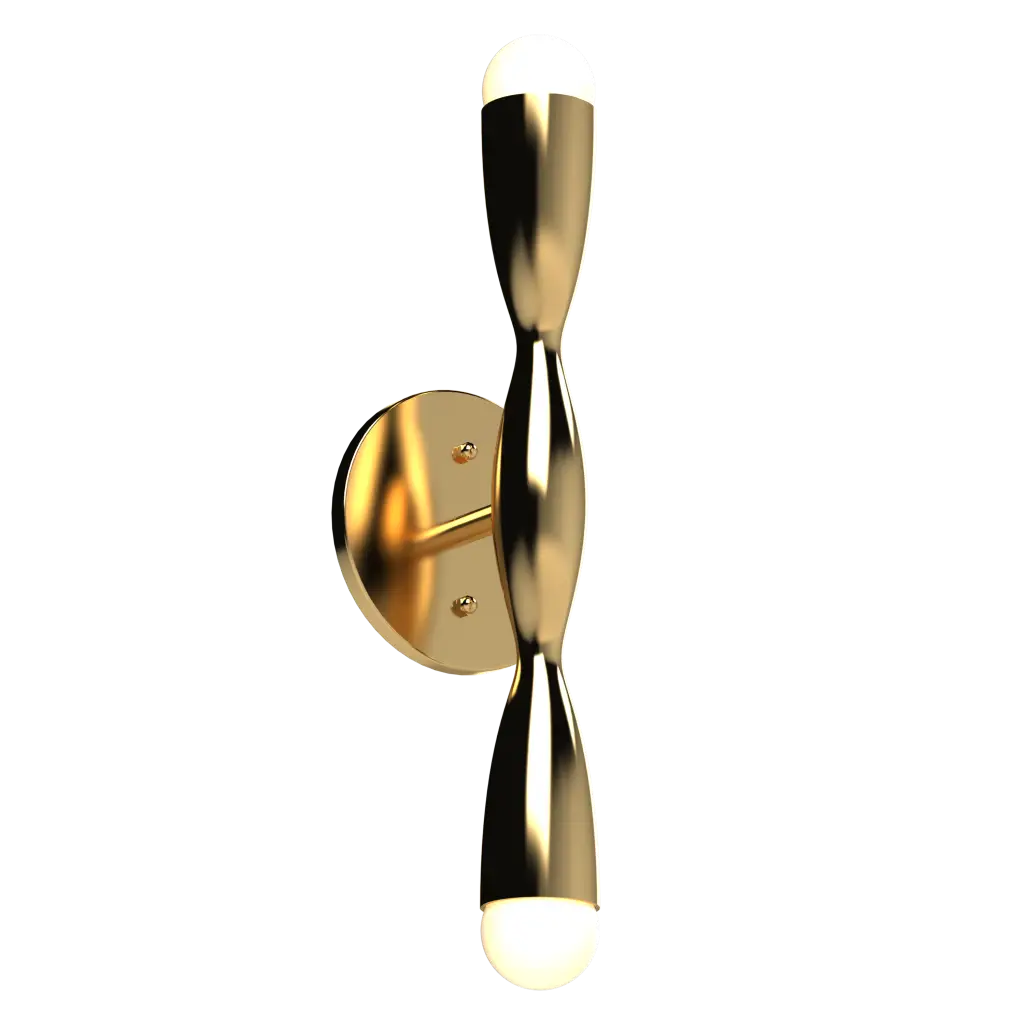 Gold wall sconce on a white background