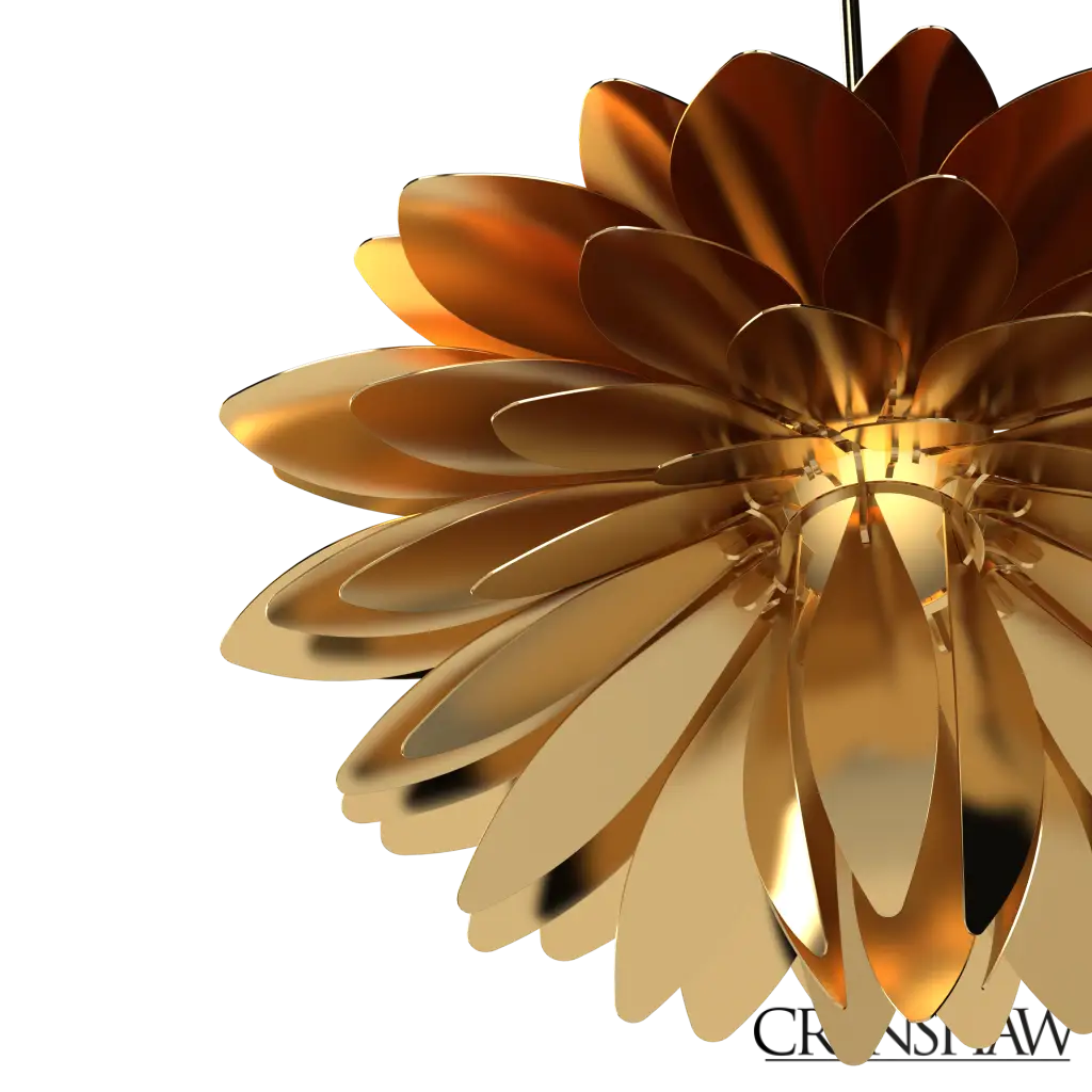Gold floral chandelier on a white background