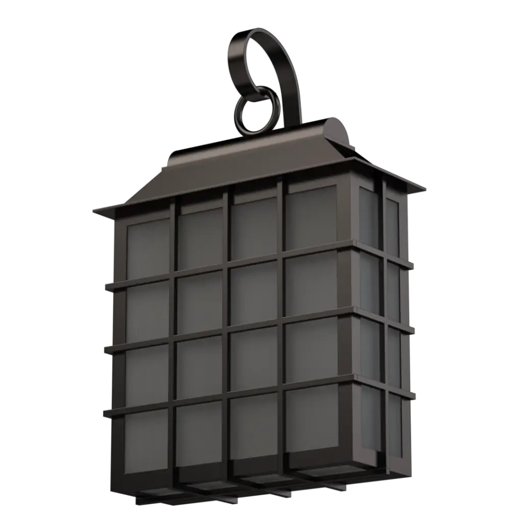 Dark gray rectangular outdoor lantern.