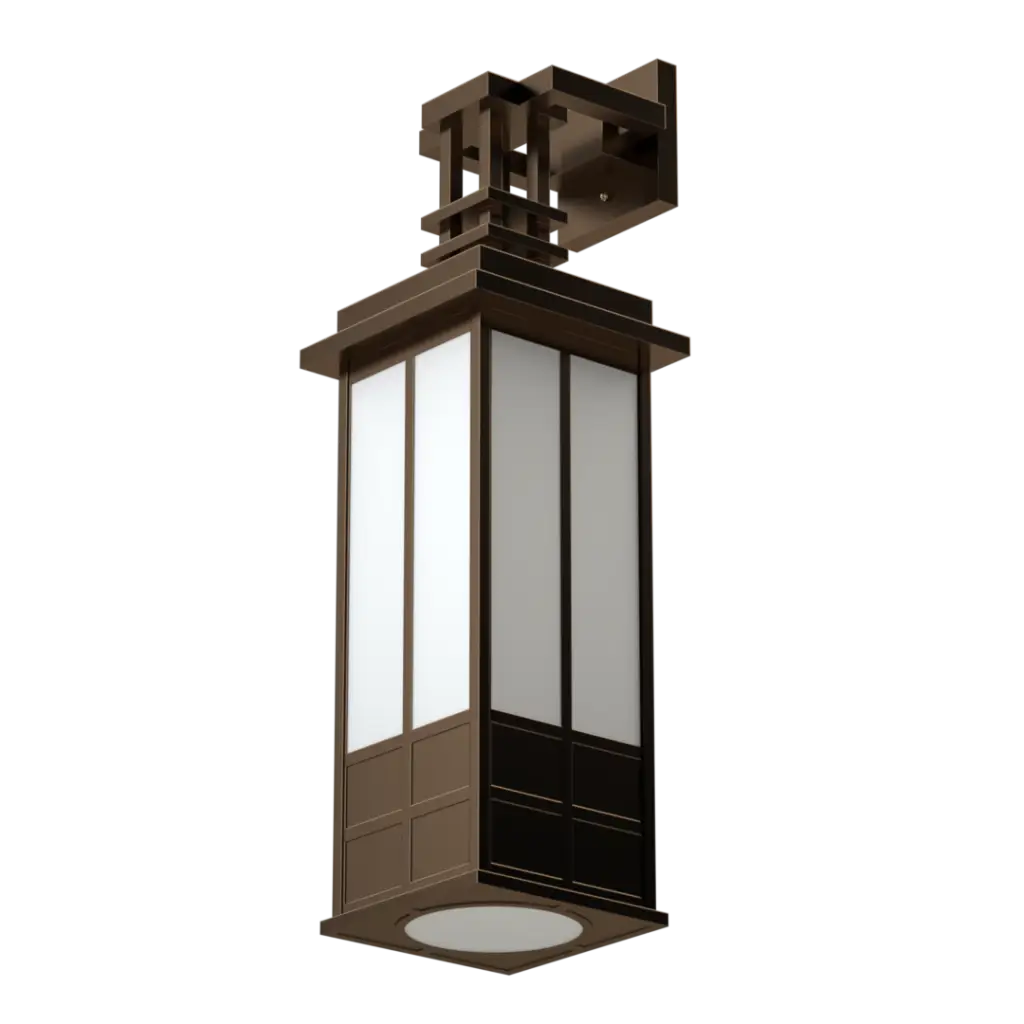 Bronze outdoor wall lantern with frosted glass panels.