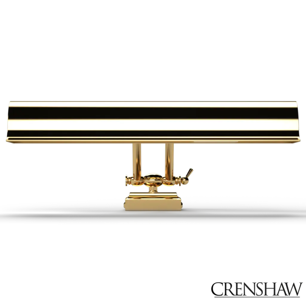 Decorative object with black and gold horizontal bars on a white background