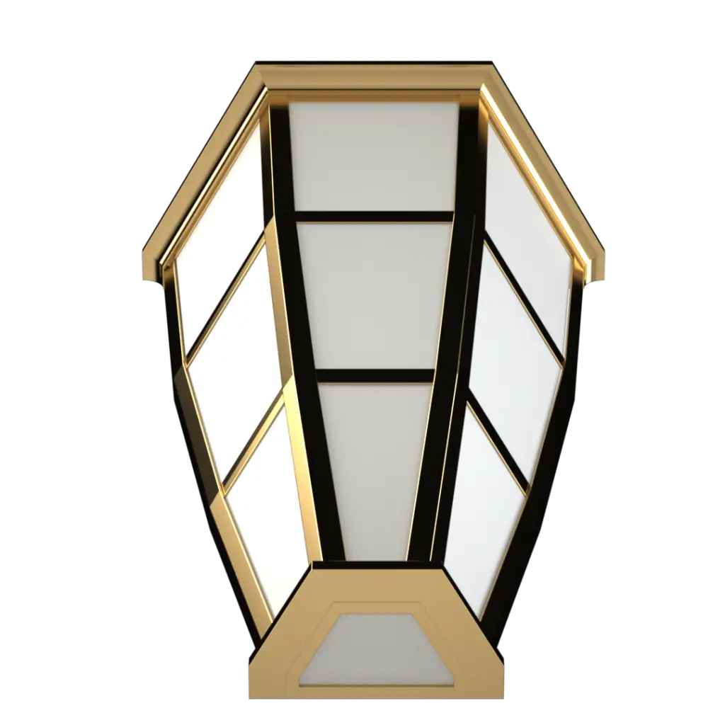 Modern gold and white outdoor wall lantern.