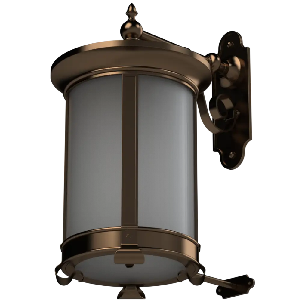 Bronze and white glass outdoor wall lantern.