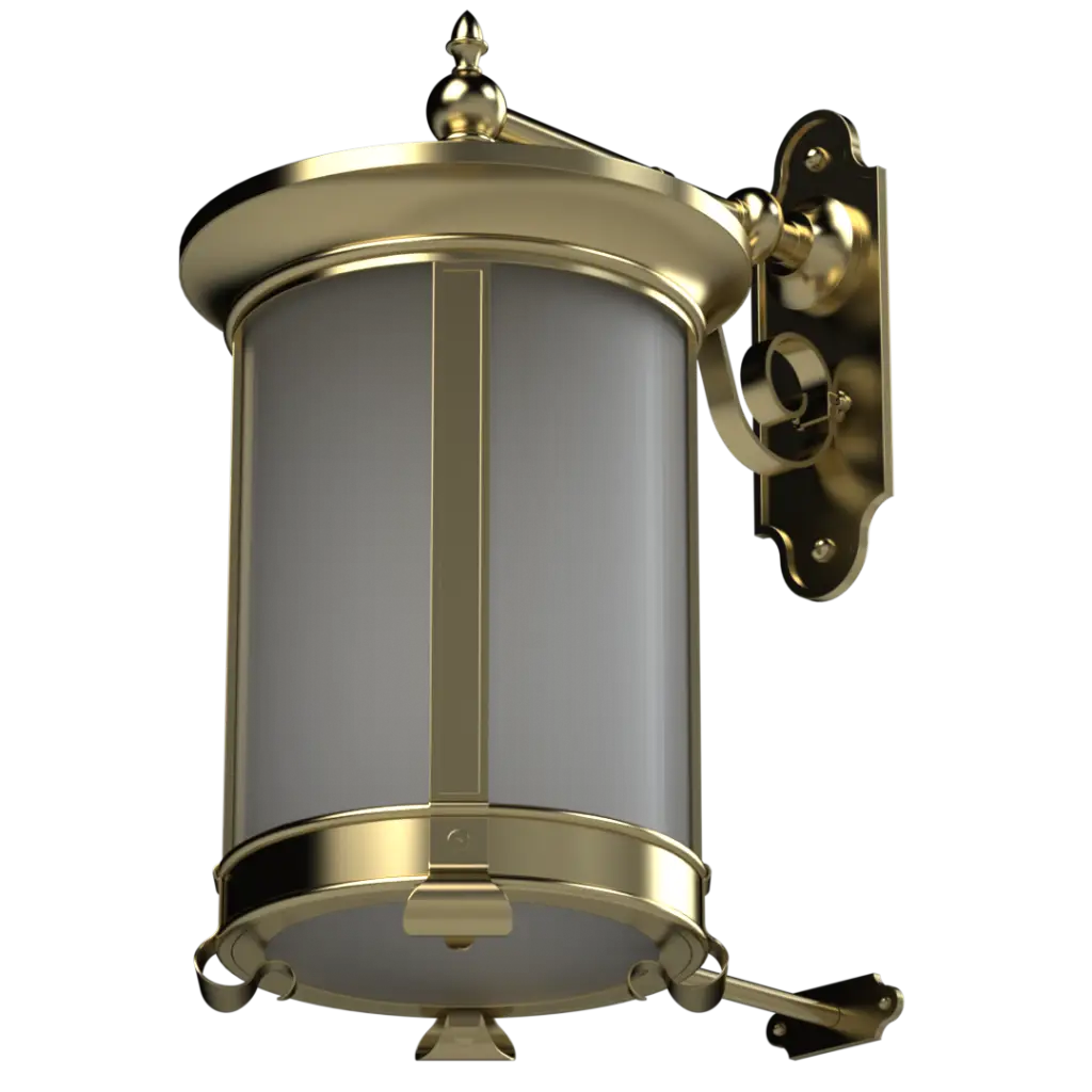 Brass and frosted glass outdoor wall lantern.