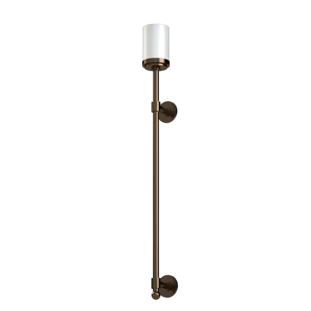 Bronze wall-mounted torchère with an opal glass shade.