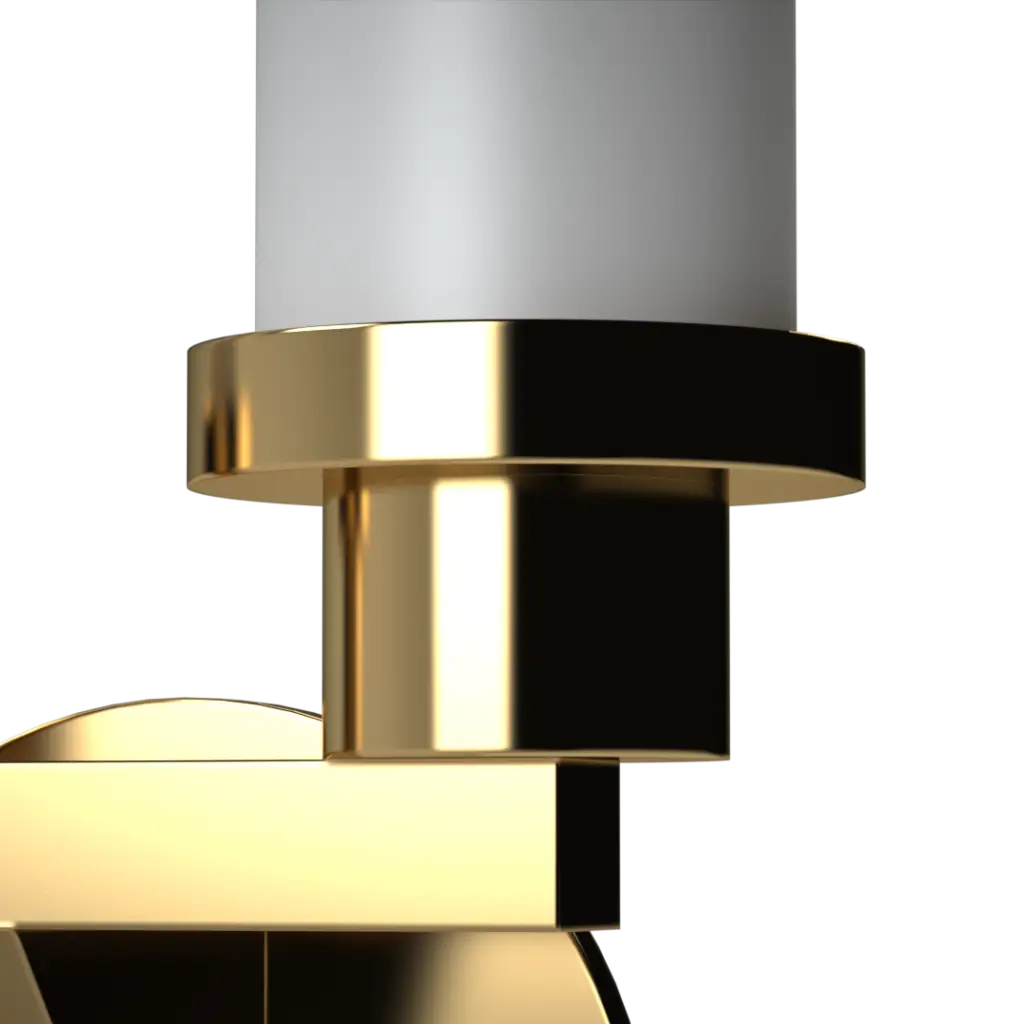 Gold-plated cosmetic bottle cap with a white top.