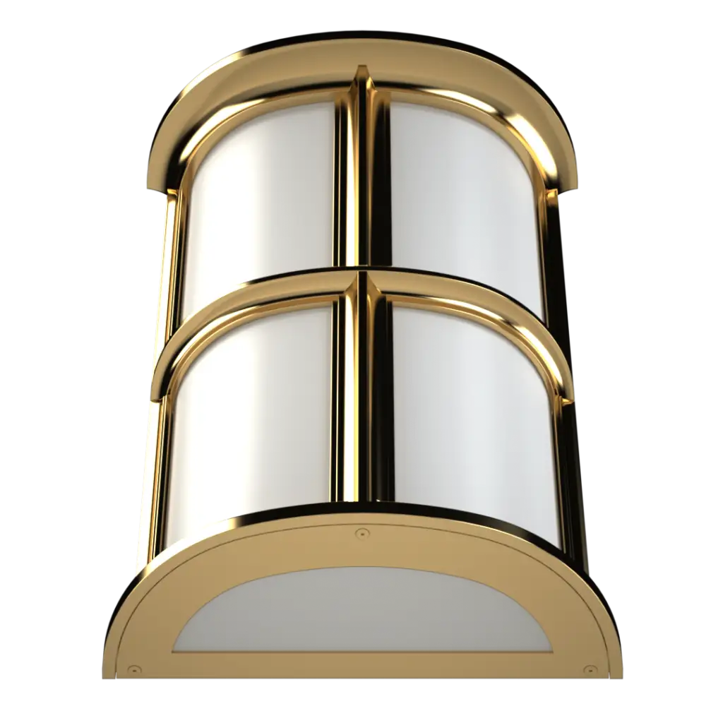 A gold and white art deco style wall sconce.