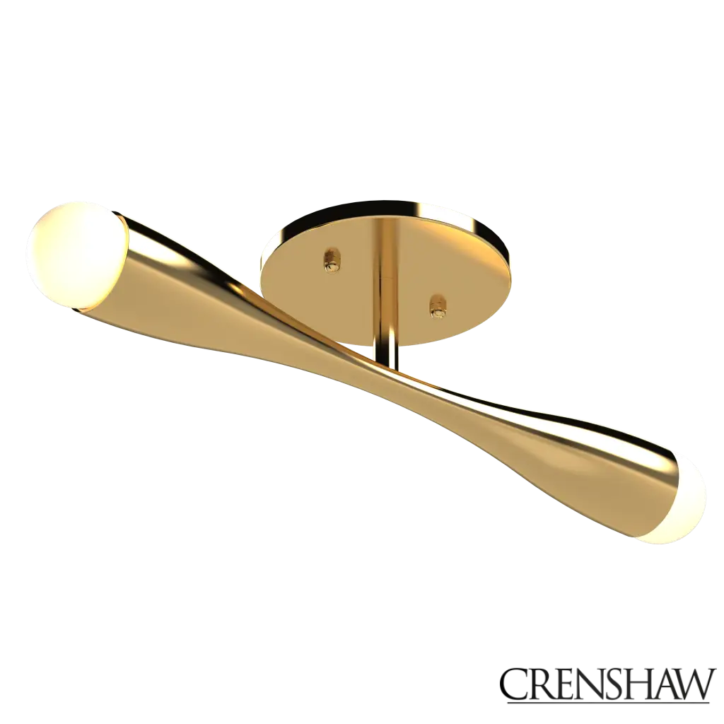 Modern gold ceiling light fixture with white background