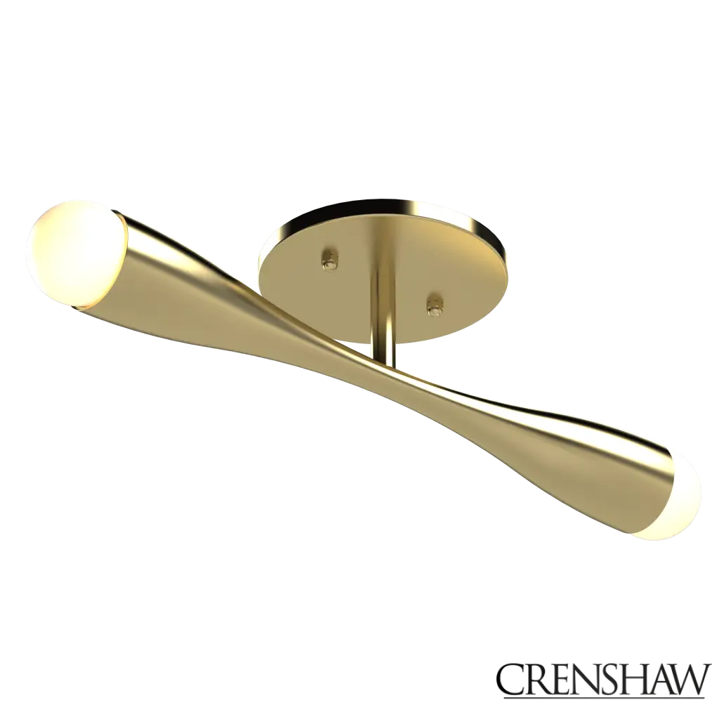 Modern gold ceiling light fixture with white background
