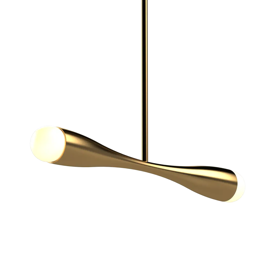 Gold pendant light on a white background