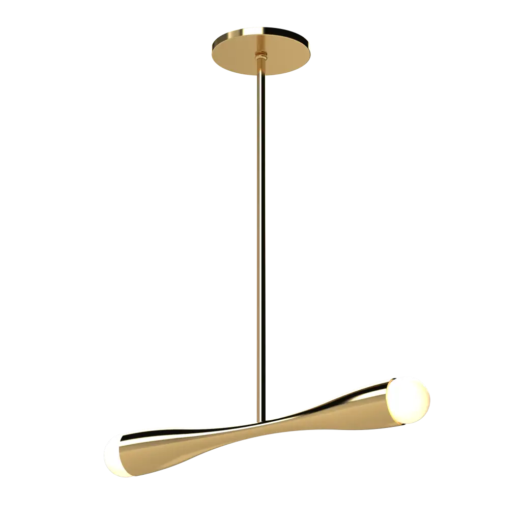 Gold pendant light on a white background