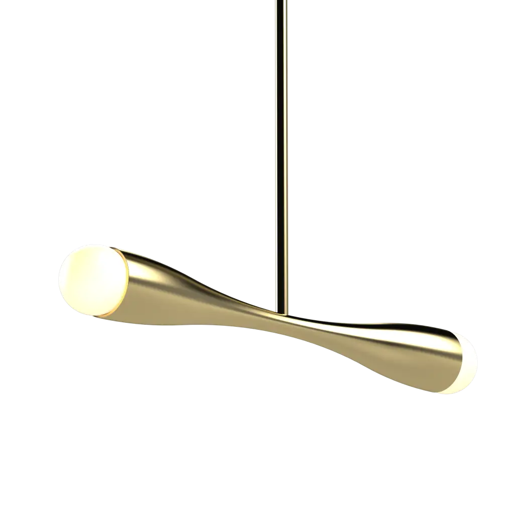 Gold pendant light on a white background