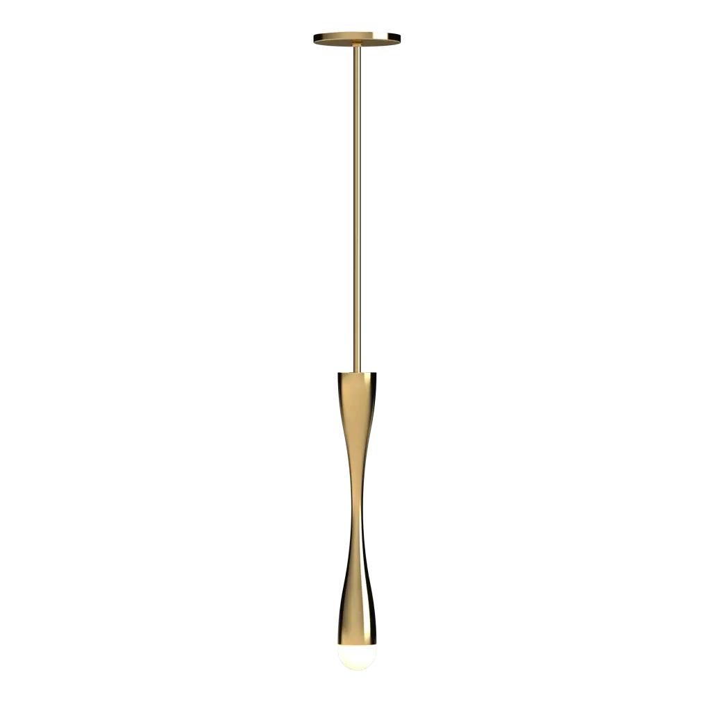 Gold pendant light on a white background