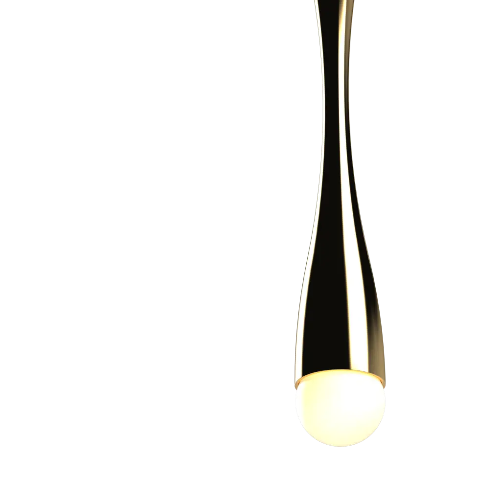 Modern pendant light with a sleek design on a white background
