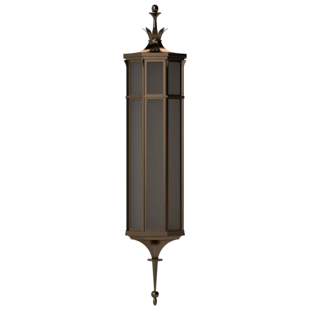 Decorative outdoor wall light fixture on a white background