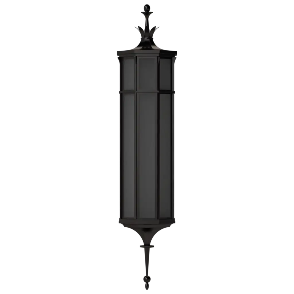Black outdoor wall lantern on a white background
