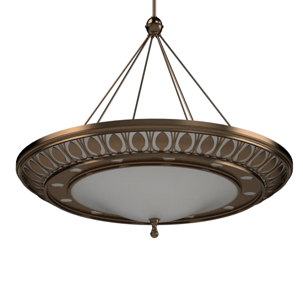 Bronze pendant light fixture on a white background
