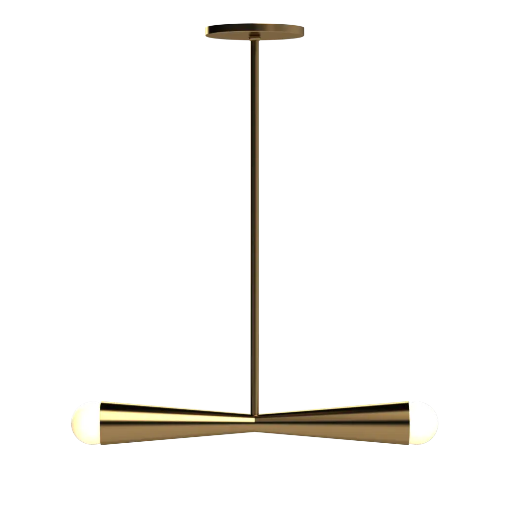 Gold pendant light fixture on a white background
