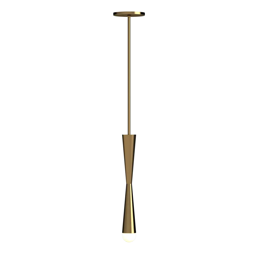 Gold pendant light on a white background