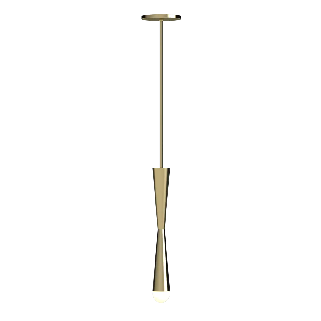 Gold pendant light on a white background