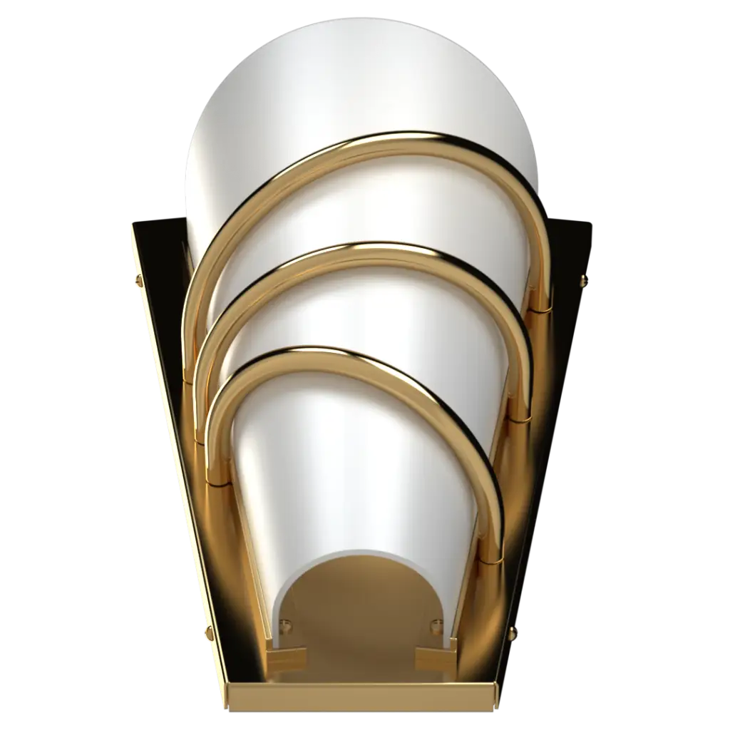 Decorative wall sconce with gold and black accents on a white background