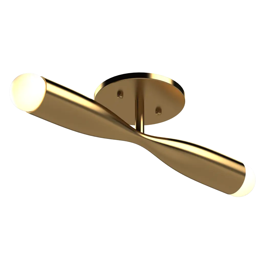 Gold ceiling light on a white background