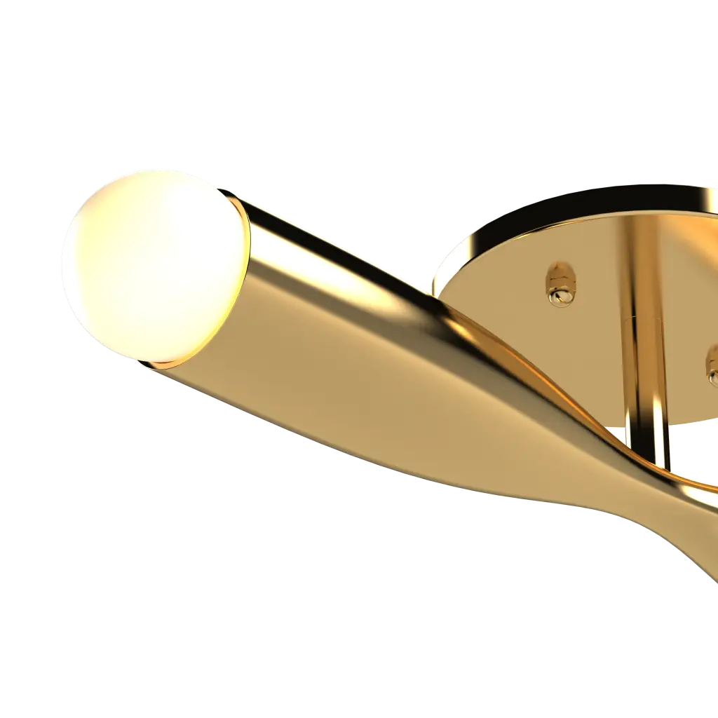 Gold ceiling light on a white background