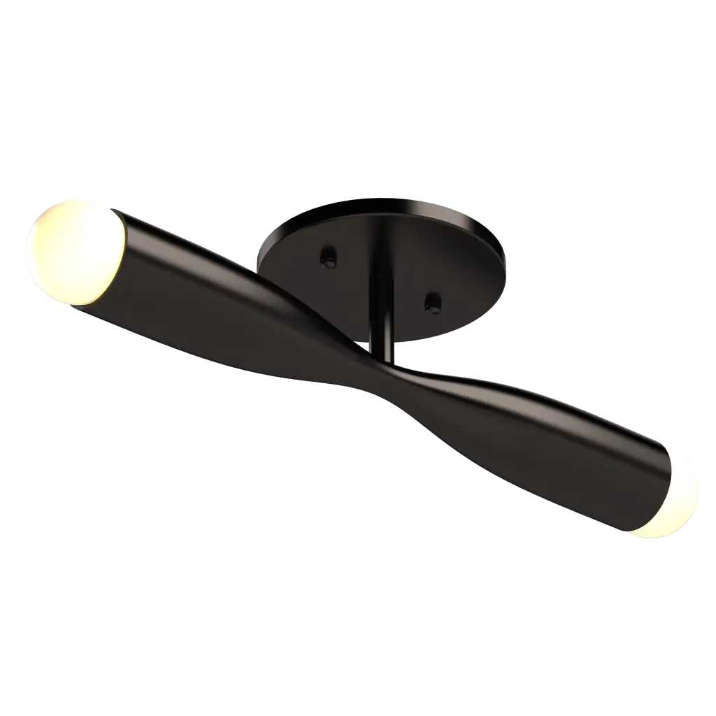 Modern black ceiling light fixture on a white background