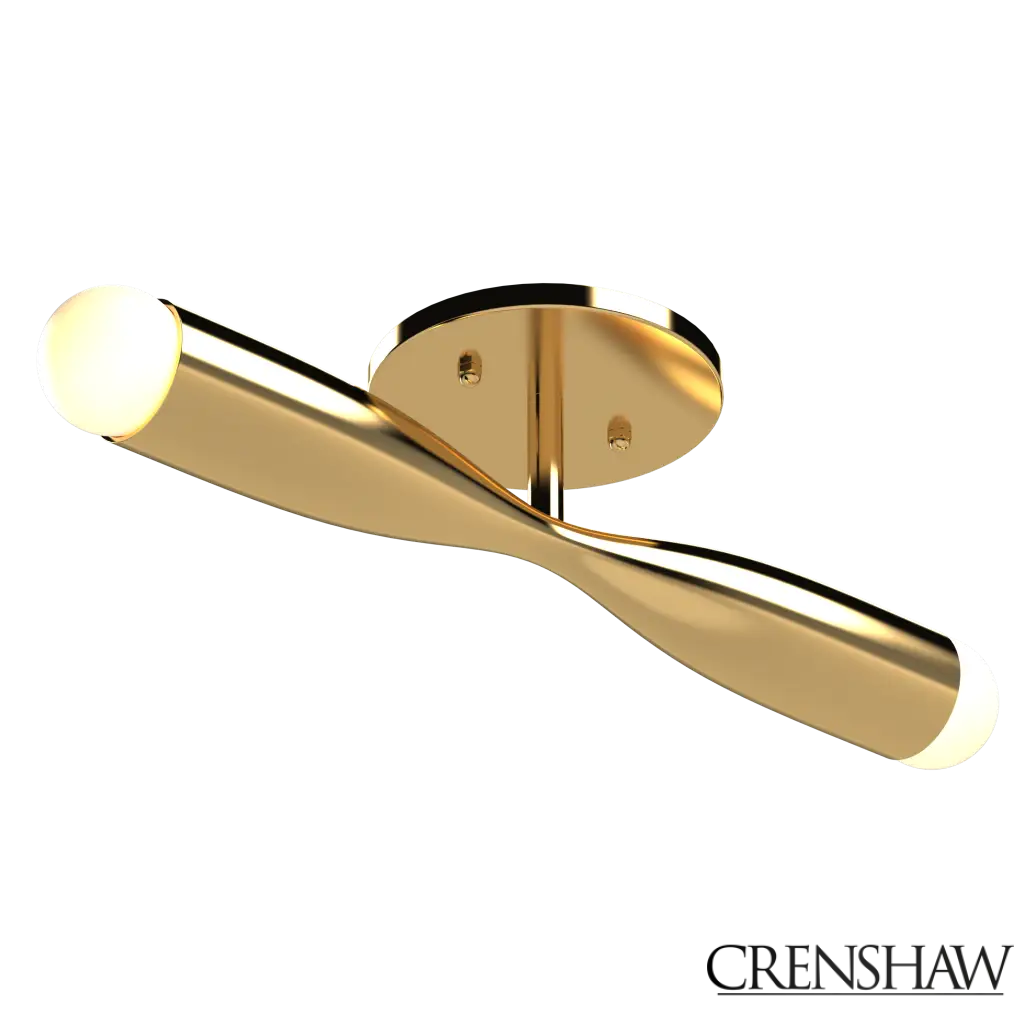 Gold ceiling light on a white background