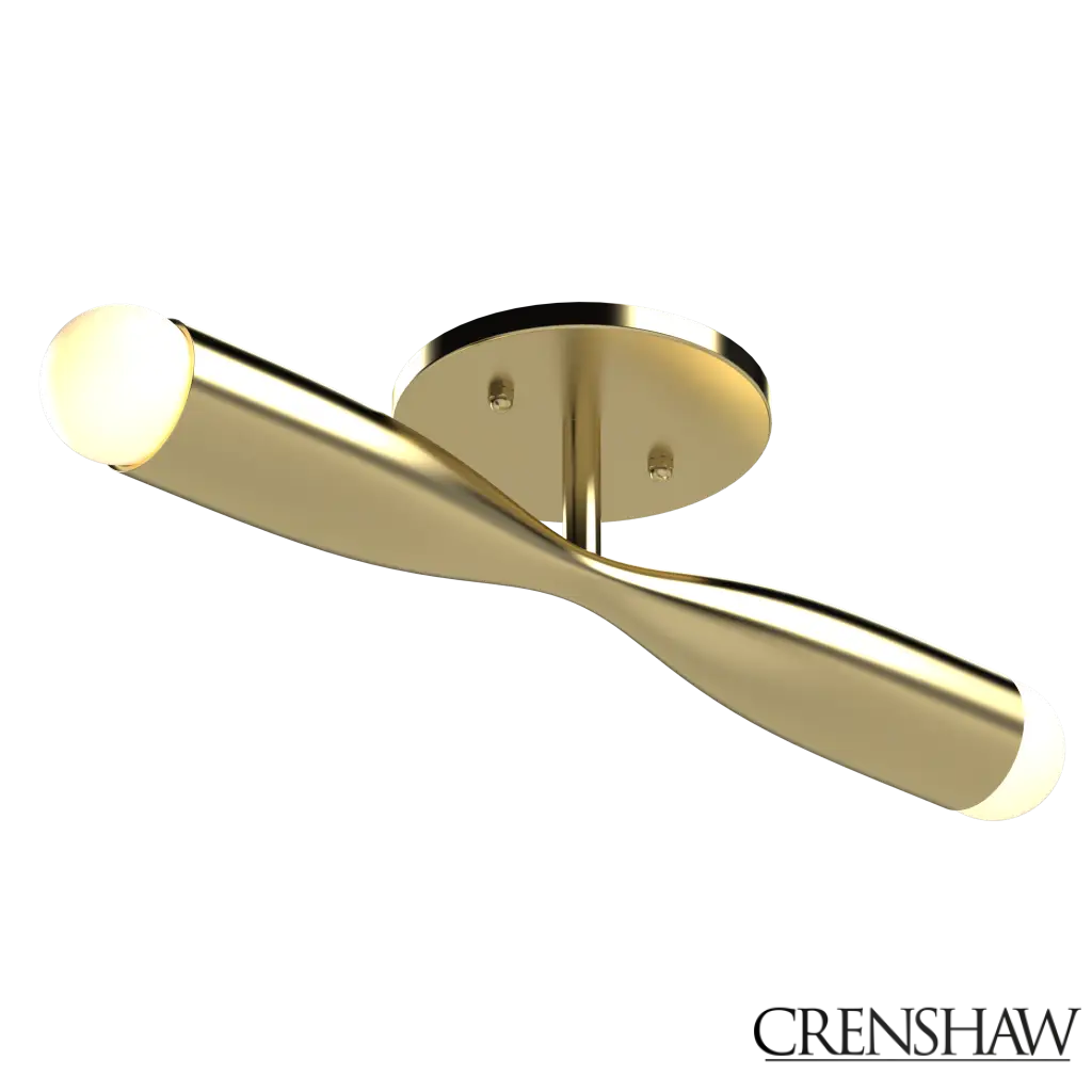 Gold ceiling light with a modern design on a white background