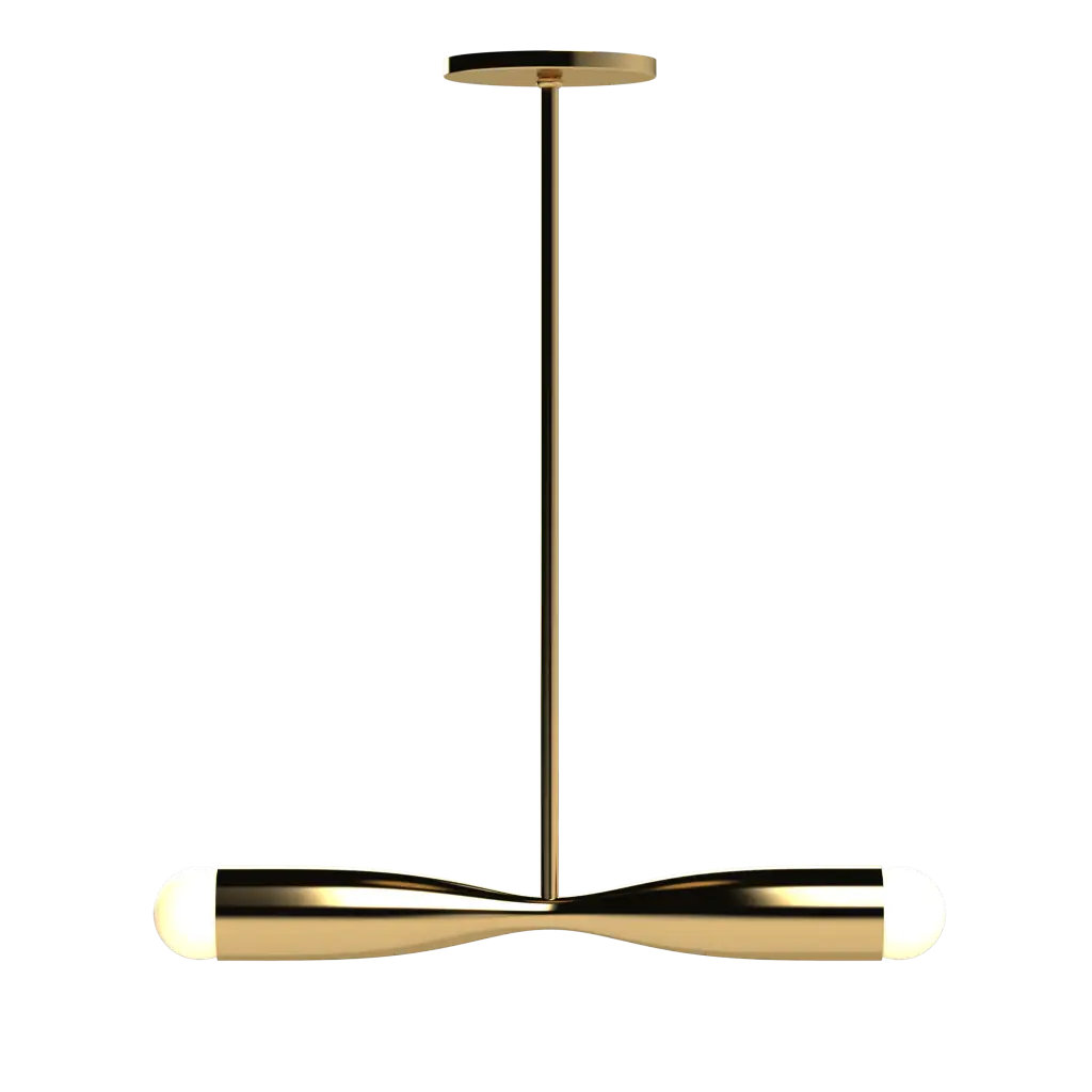Gold pendant light fixture on a white background