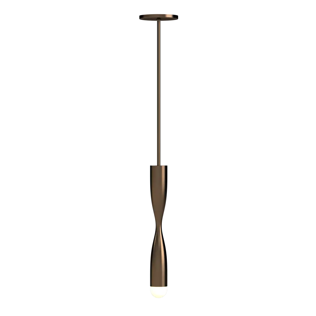 Bronze pendant light on a white background