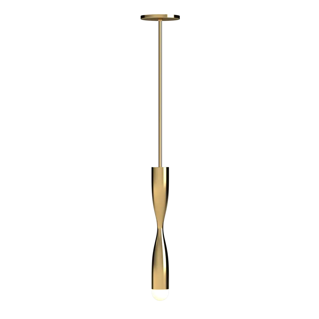 Gold pendant light on a white background