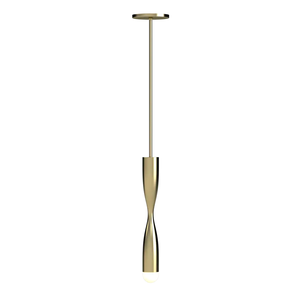 Gold pendant light on a white background