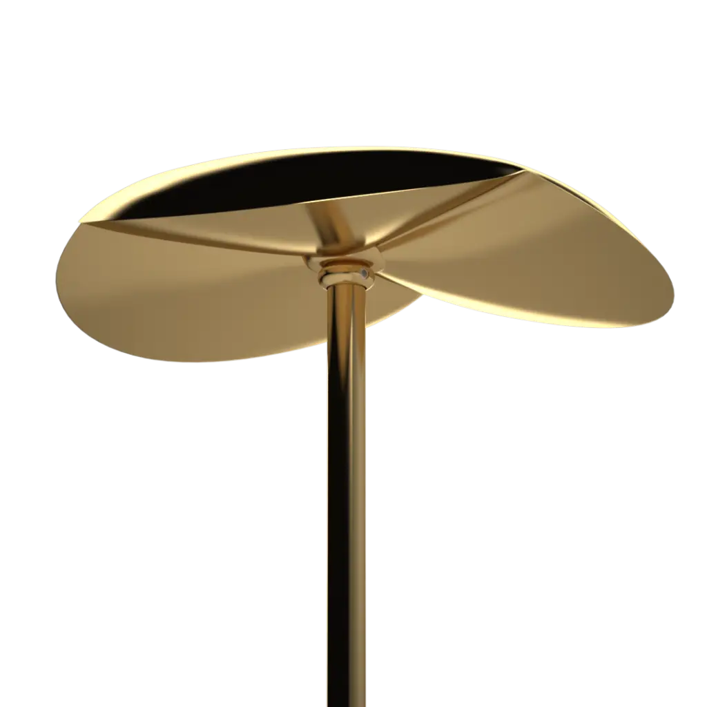 Gold side table with a minimalist design on a white background