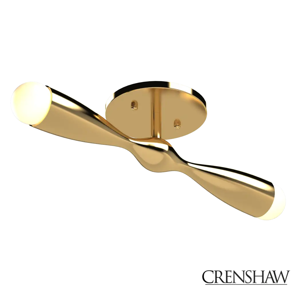 Gold ceiling light on a white background