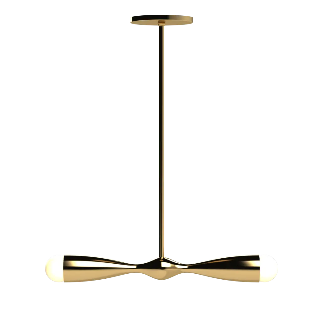 Gold pendant light fixture on a white background