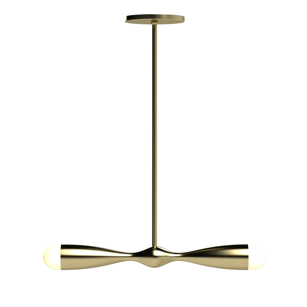 Gold pendant light fixture on a white background