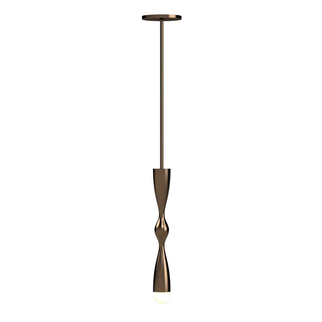 Bronze pendant light fixture on a white background