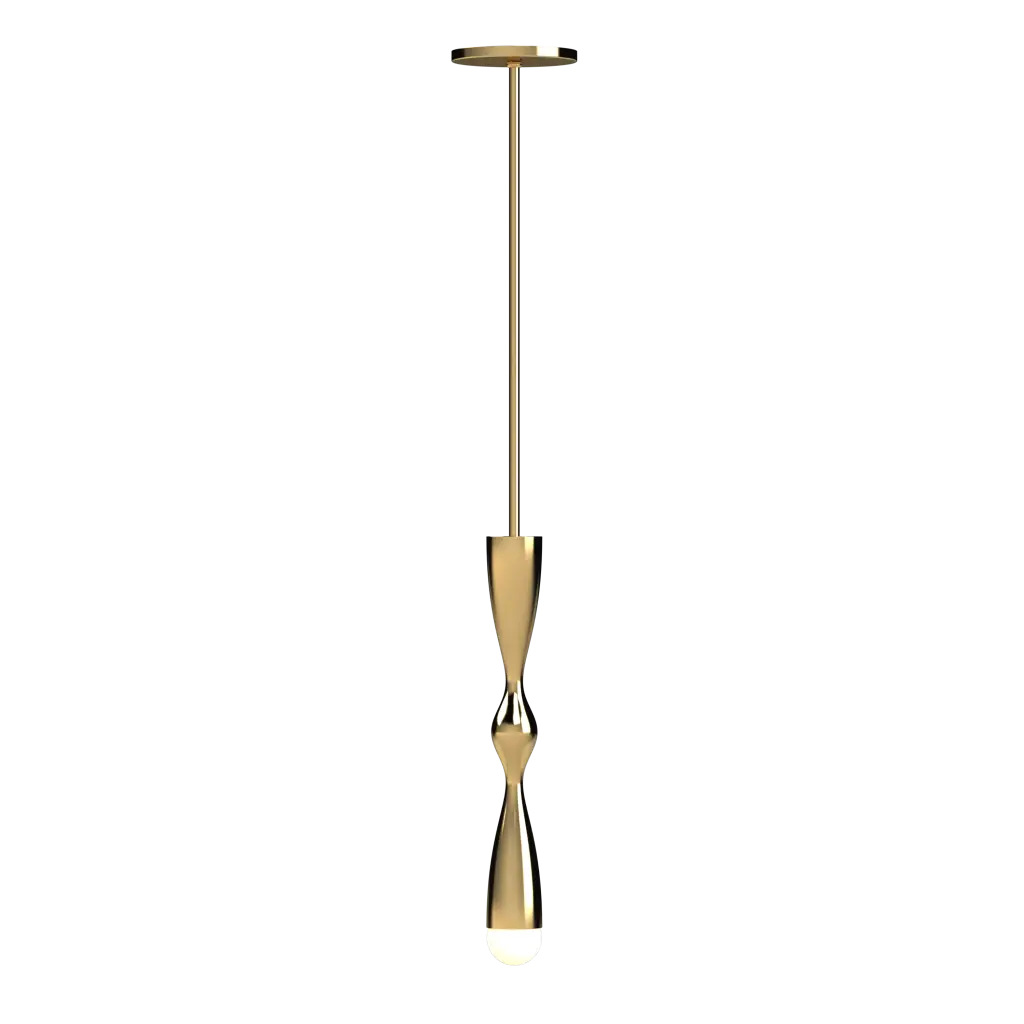 Gold pendant light on a white background