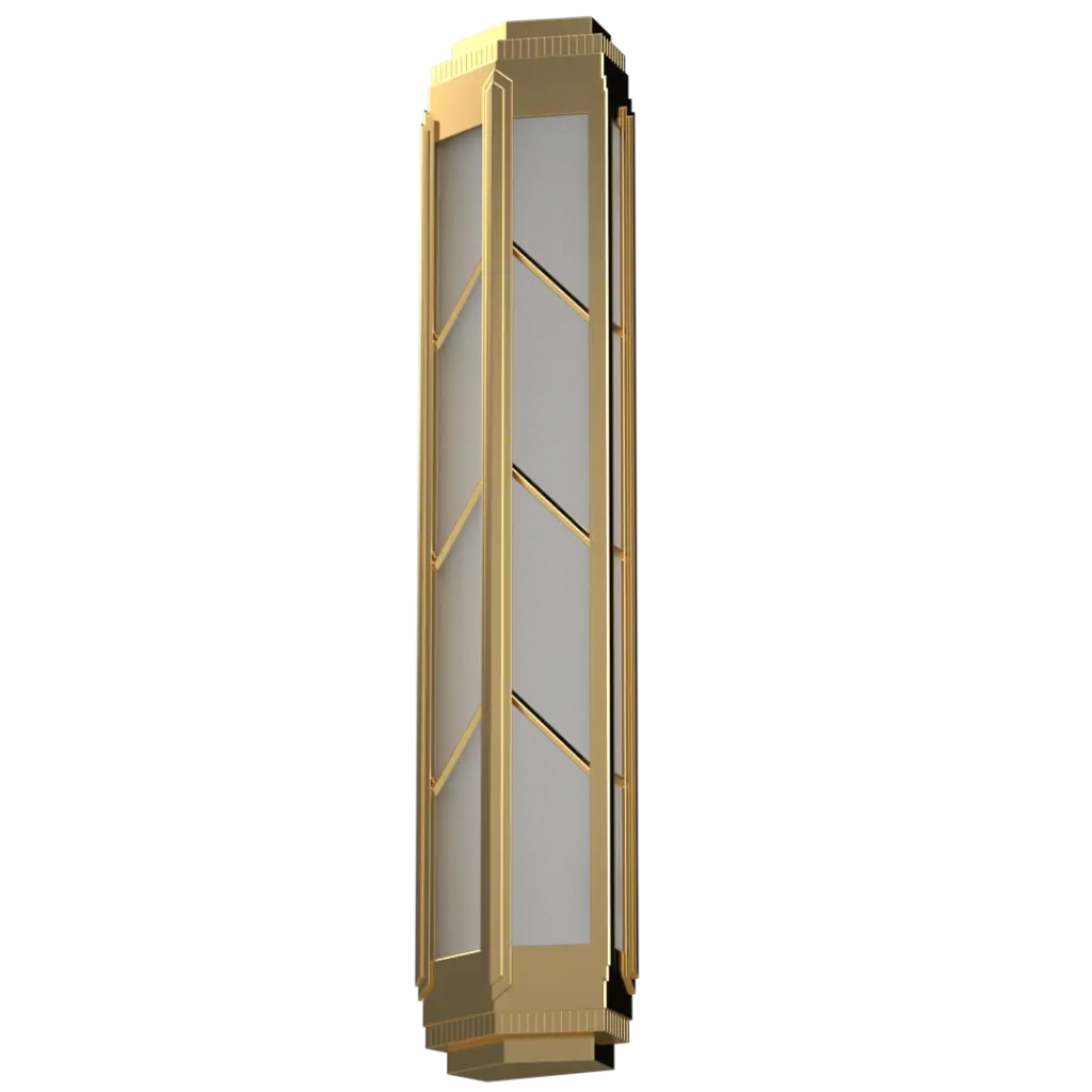 Gold and glass vertical panel on a white background