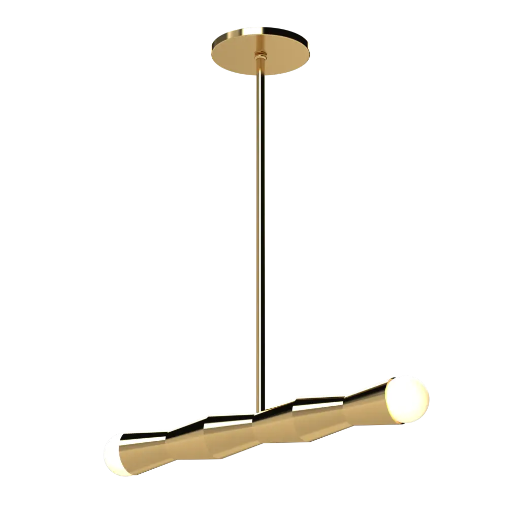 Gold pendant light fixture on a white background
