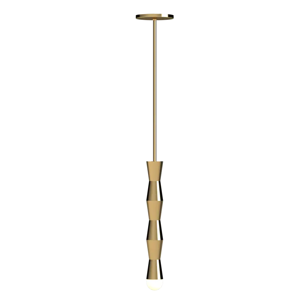 Gold pendant light fixture on a white background