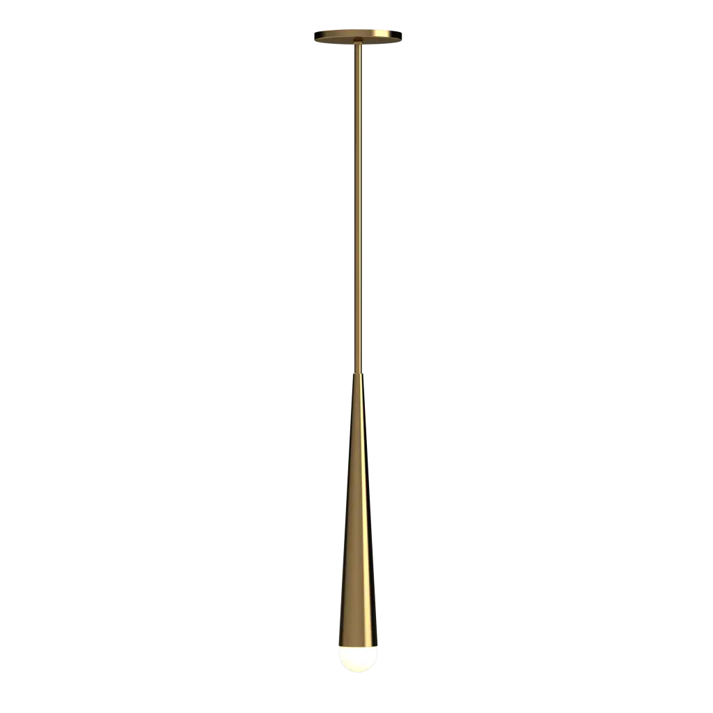 Gold pendant light on a white background