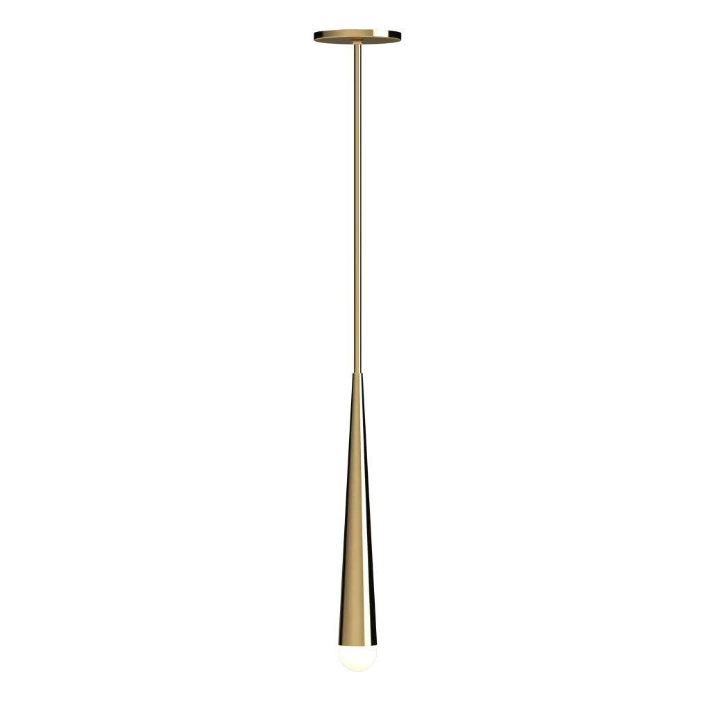 Gold pendant light fixture on a white background