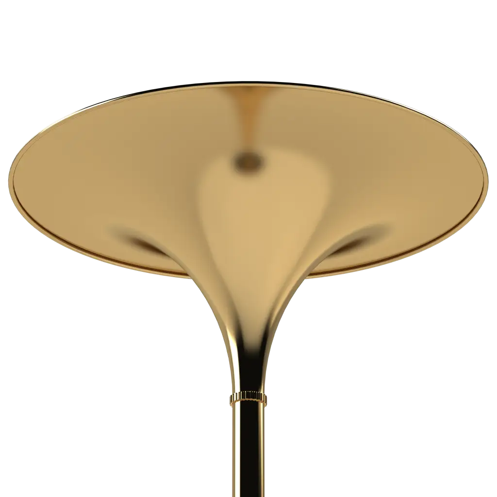 Gold floor lamp with a white background