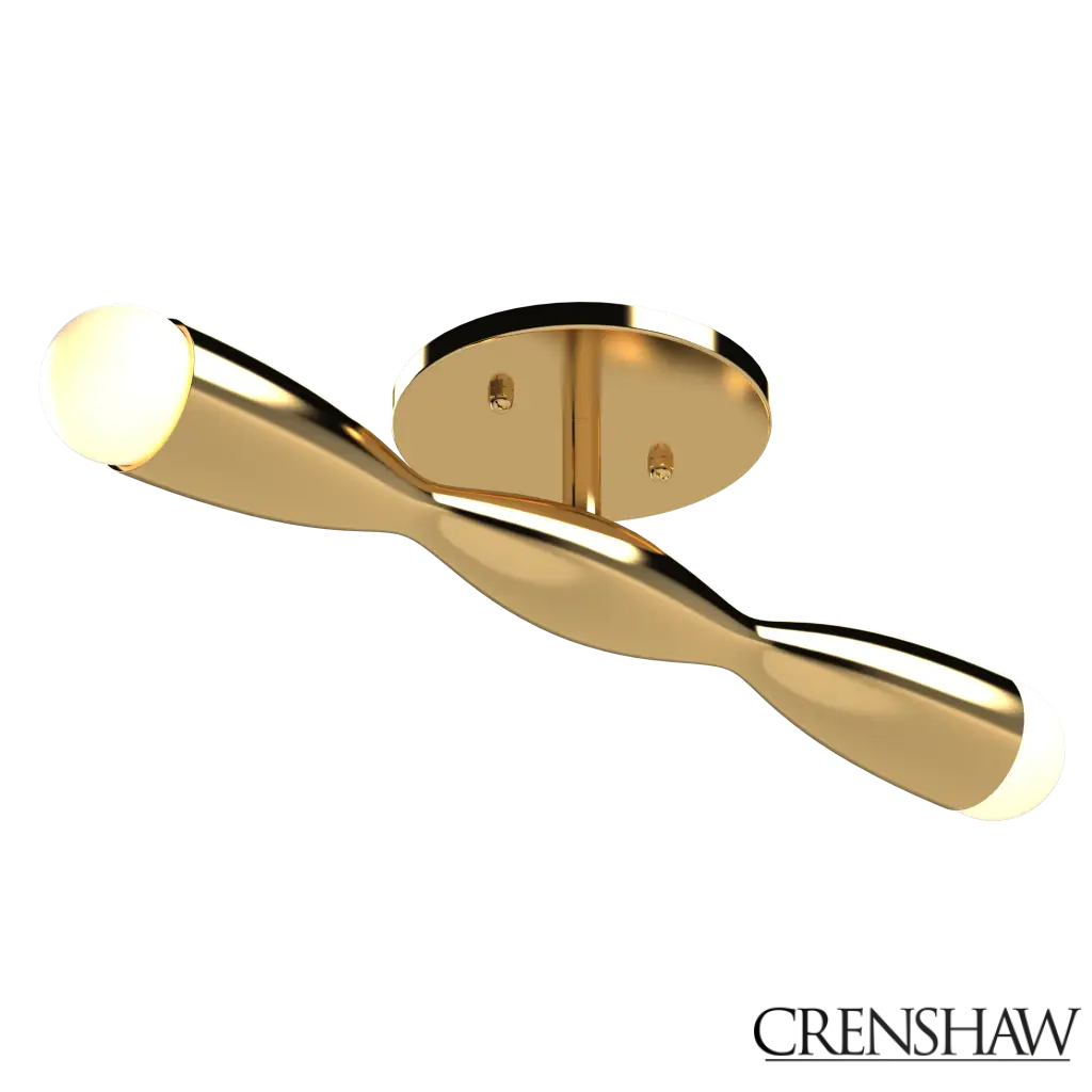 Gold ceiling light with a modern design on a white background