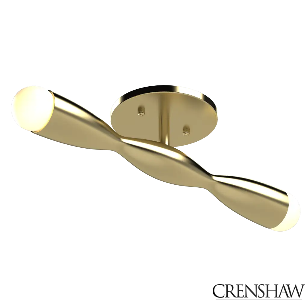 Gold ceiling light with a modern design on a white background
